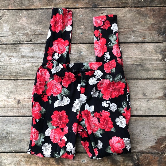 torrid Pants - Torrid black and red rose leggings size 0X